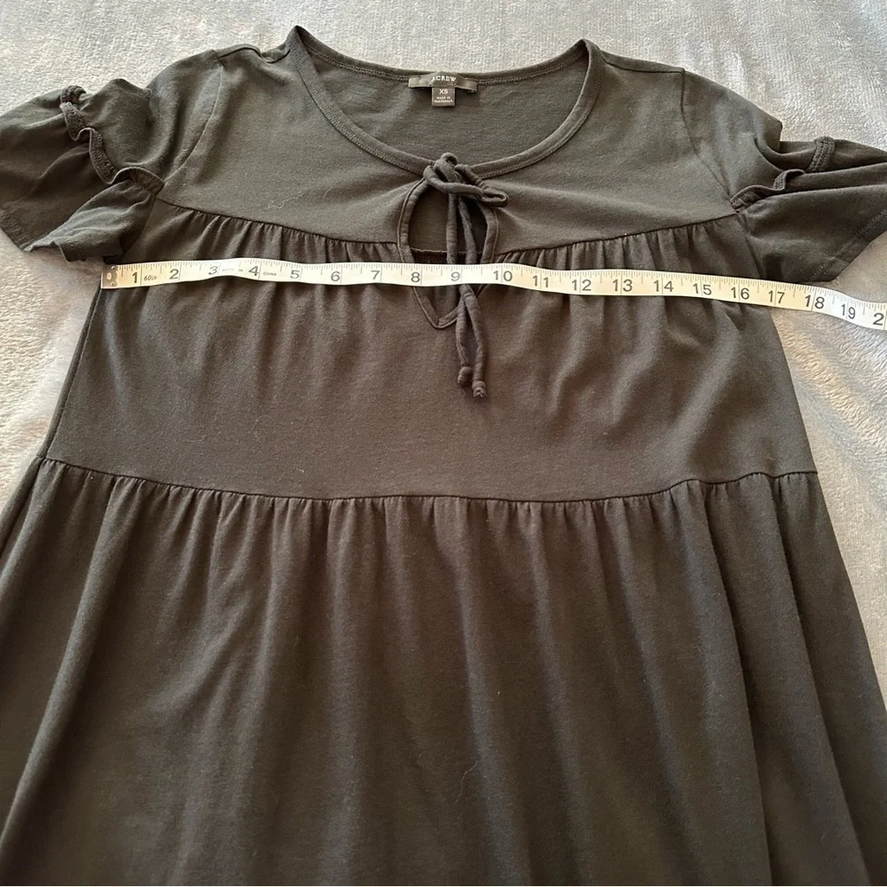 J. Crew Broken-In Jersey Knit Tiered Black Mini Dress Size XS